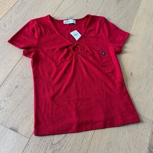 NWT Hollister Ribbed Red T-shirt Medium
